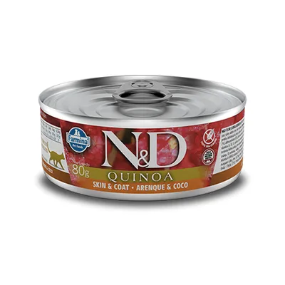 Ração Úmida Lata Farmina N&D Quinoa Pele e Pelo Arenque e Coco para Gatos Adultos 80 g