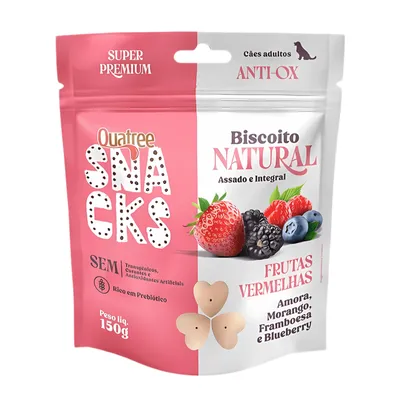 Biscoito Quatree Snacks Frutas Vermelhas para Cães Adultos 150 g