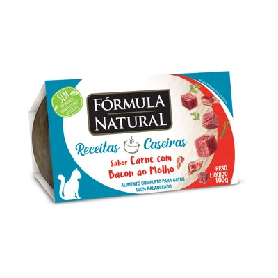 Ração Úmida Fórmula Natural Receitas Caseiras para Gatos Adultos Sabor Carne com Bacon ao Molho - 100g