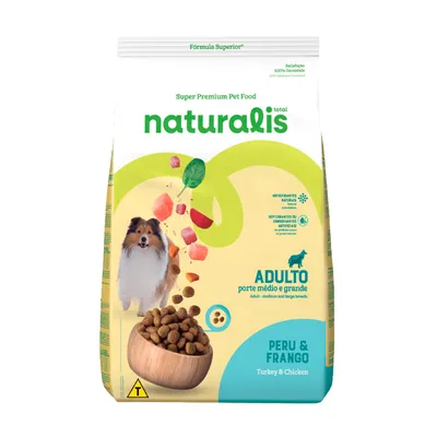 Ração Seca Naturalis Sabor Frango e Peru para Cães Adultos 2,5 kg