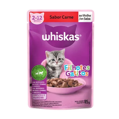 Ração Úmida Whiskas Sabor Carne para Gatos Filhotes - 85g