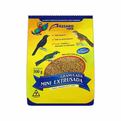 Ração Granulada Fina Mini Extrusada Pássaro Forte
