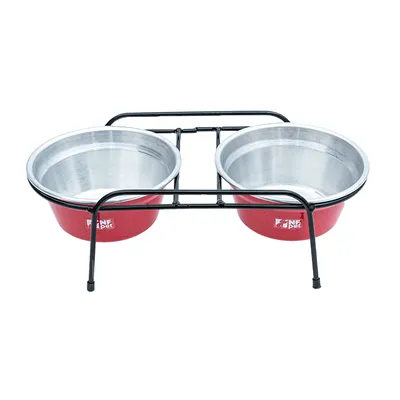 Comedouro Aramado Duplo NF Pet Vermelho