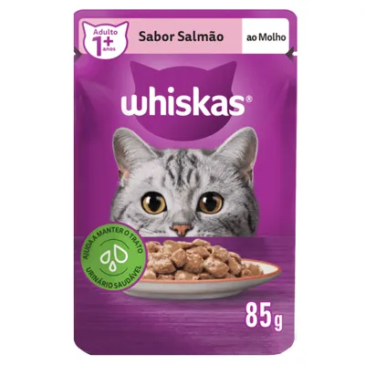 Ração Úmida Whiskas Sachê Salmão ao Molho Gatos Adultos