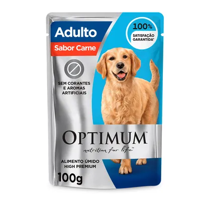 Ração Úmida Optimum Sachê Cães Adultos Raças Grandes Carne