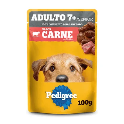 Ração Úmida Pedigree Sachê Cães Adultos Sênior 7+ Anos Carne ao Molho