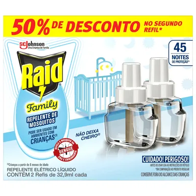 Refil Raid Family para Repelente Elétrico Líquido
