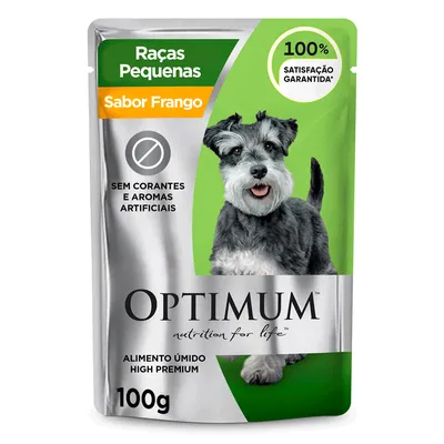 Ração Úmida Optimum Sachê para Cães Adultos Raças Pequenas e Minis Frango