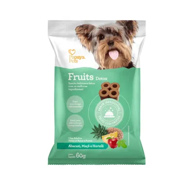 Petisco Fruits Detox Abacaxi, Maçã e Hortelã Cães Adultos Papaya Pets