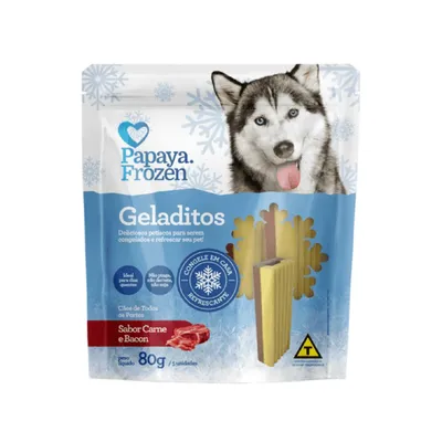 Petisco Geladitos Frozen Carne e Bacon Cães Adultos Papaya Pets