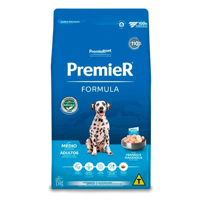 Ração Premier Formula Cães Adultos Raças Médias Frango e Mandioca