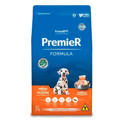Ração Premier Formula Cães Filhotes Raças Médias Frango e Mandioca