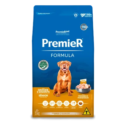 Ração Premier Formula Cães Sênior Raças Grande e Gigante Frango e Mandioca