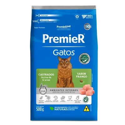 Ração Premier Ambientes Internos Gatos Adultos Castrados +12 anos