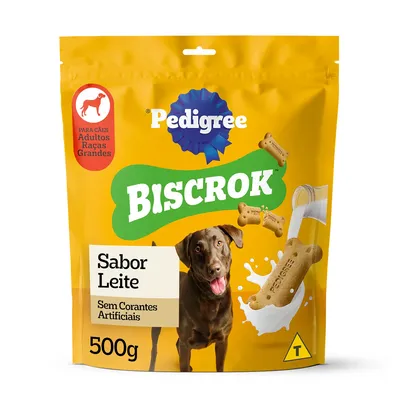 Biscoito Pedigree Biscrok para Cães Adultos Raças Grandes Leite