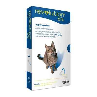 Antipulgas Revolution 6% para Gatos de 2,6kg a 7,5kg