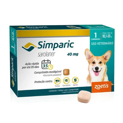 Antipulgas Simparic 40mg para Cães 10 a 20kg