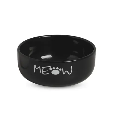 Comedouro Porcelana Meow Médio Preto