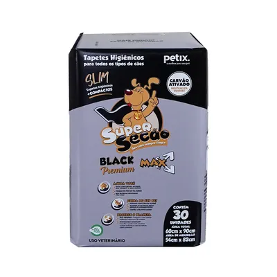 Tapete Higiênico Super Secão Black Premium Slim 90x60 cm