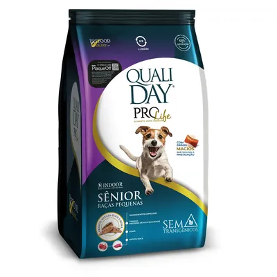 Ração Qualiday Pro Life Cães Sênior Raças Pequenas Frango, Batata Doce e Romã