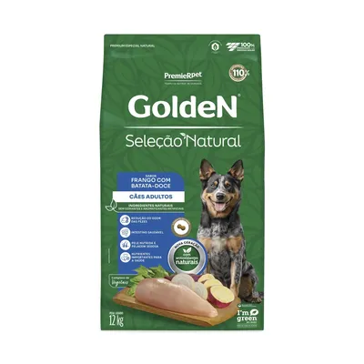 Ração Golden Seleção Natural Cães Adultos Frango com Batata-Doce