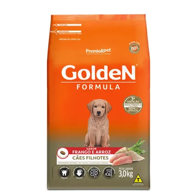 Ração Golden Formula Cães Filhotes Frango, Arroz e Vegetais