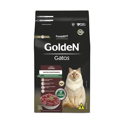 Ração Golden Gatos Adultos Castrados Carne