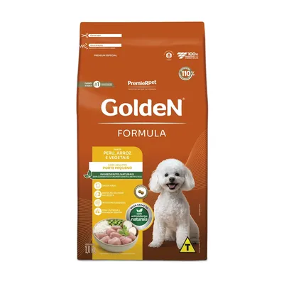 Ração Golden Fórmula Cães Adultos Raças Pequenas Peru, Arroz e Vegetais