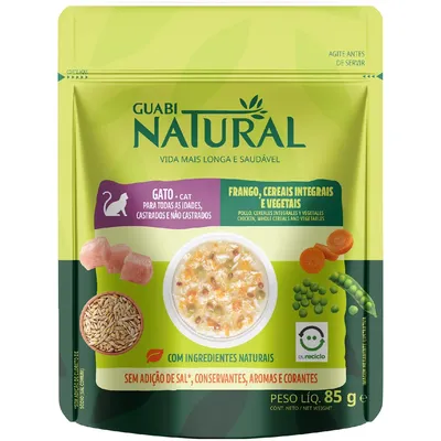 Ração Úmida Guabi Natural Gatos Frango, Cereais Integrais e Vegetais