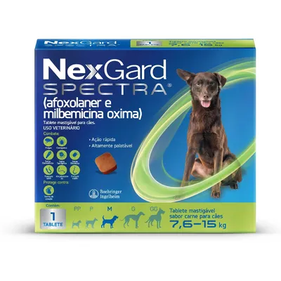 NexGard Spectra 7,6kg a 15kg: Antipulgas, Carrapatos e Vermífugo