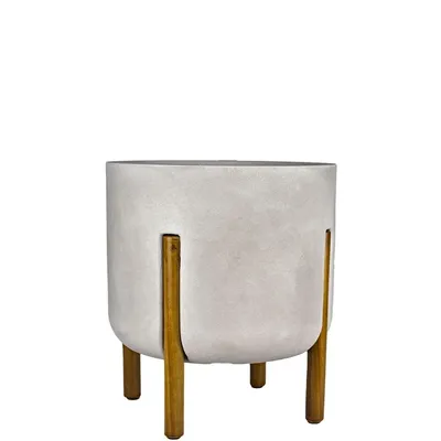 Vaso Cilíndrico Decore Japi Cimento Queimado