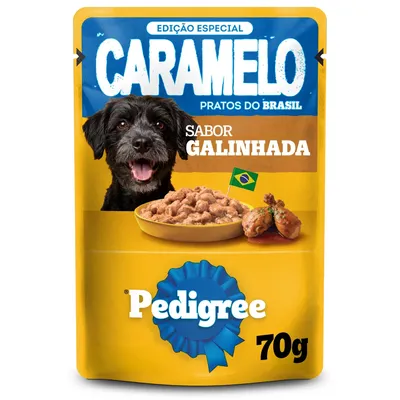 Ração Úmida Pedigree Caramelo Cães Adultos Sachê Galinhada