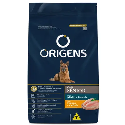 Ração Origens Cães Sênior Médio e Grande Frango e Cereais