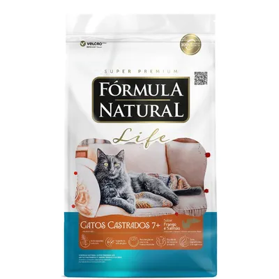 Ração Fórmula Natural Life Gatos Castrados Sênior 7+ Frango e Salmão
