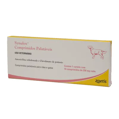 Synulox 250mg Antibiótico para Cães e Gatos
