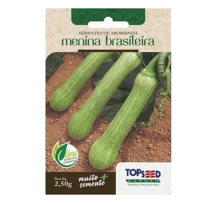Sementes de Abobrinha Menina Brasileira Tradicional Topseed Garden
