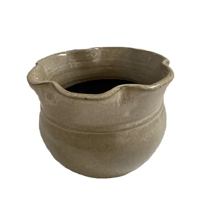 Cachepô Cerâmica Babado Esmaltado Caqui Vasos Tupã