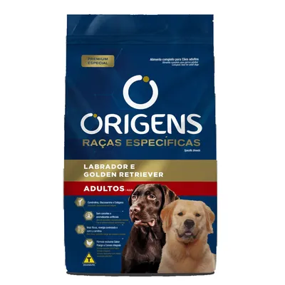 Ração Origens Cães Adultos Raças Específicas Labrador e Golden