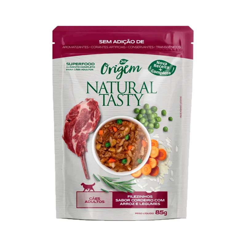 Ração Úmida Origem Natural Tasty Cães Adultos Cordeiro, Arroz e Legumes